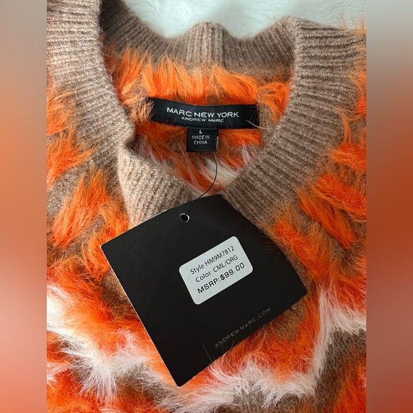 NWT Marc New York Large Womens fuzzy soft aztec boho sweater $99 thanksgiving - Picture 5 of 7